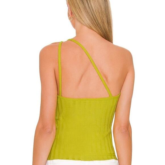 Jonathan Simkhai M Tank Top Peri Rib Jersey One Shoulder Chartreuse Green Shirt - Picture 3 of 10
